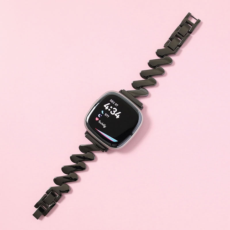 Amelia Stainless Steel Fitbit Versa 4 & Sense 2 Watch Band Black