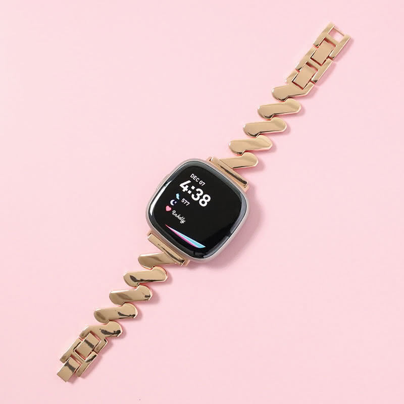 Amelia Stainless Steel Fitbit Versa 4 & Sense 2 Watch Band Rose Gold