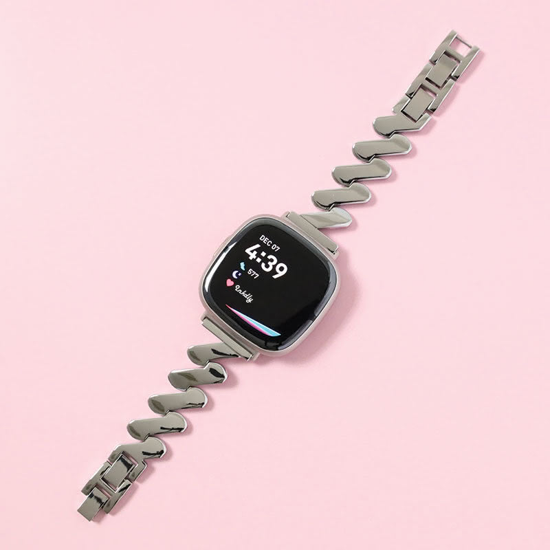 Amelia Stainless Steel Fitbit Versa 4 & Sense 2 Watch Band Silver