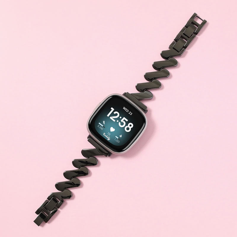 Amelia Stainless Steel Fitbit Versa 3 & Sense Watch Band Black