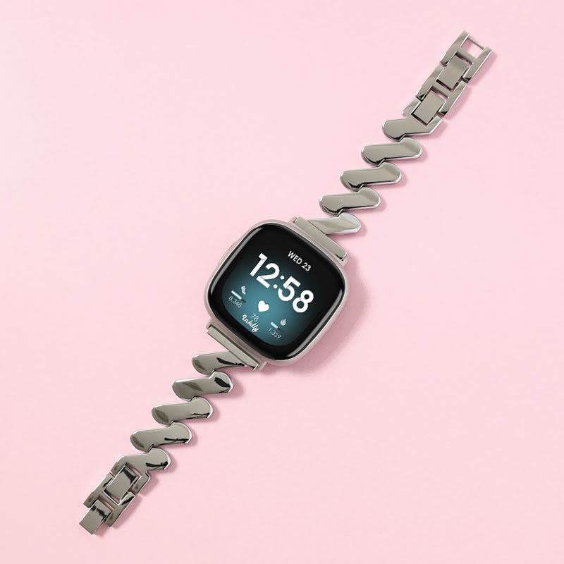 Amelia Stainless Steel Fitbit Versa 3 & Sense Watch Band Silver