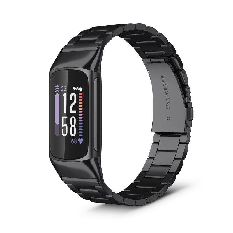 Boss Fitbit Charge 6 Band Replacement Stainless Link Black Night