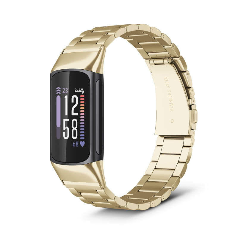 Boss Fitbit Charge 6 Band Replacement Stainless Link Soft Gold