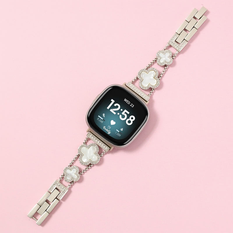 Clover Stainless Steel Fitbit Versa 3 & Sense Watch Band Starlight