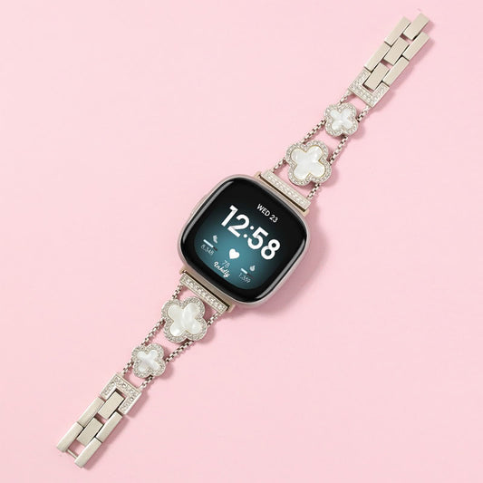 Clover Stainless Steel Fitbit Versa 3 & Sense Watch Band Starlight