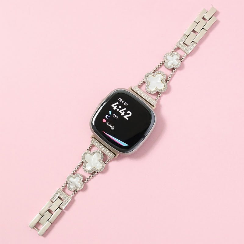 Clover Stainless Steel Fitbit Versa 4 & Sense 2 Watch Band Starlight