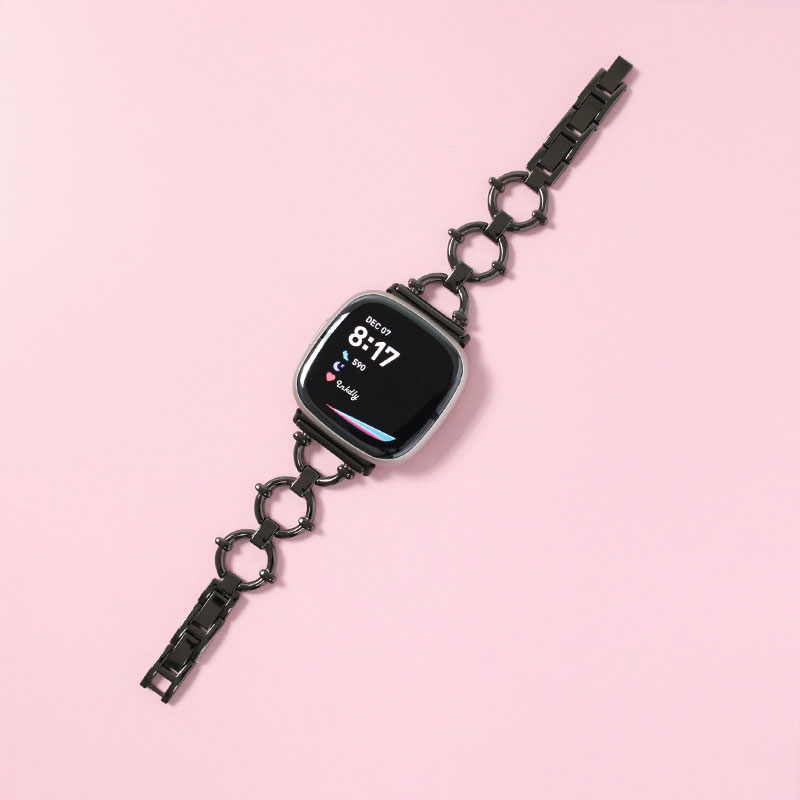 Harper Stainless Steel Fitbit Versa 4 & Sense 2 Watch Band Black