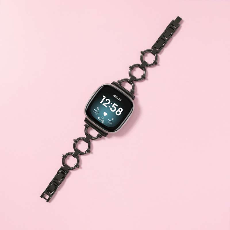 Harper Stainless Steel Fitbit Versa 3 & Sense Watch Band Black