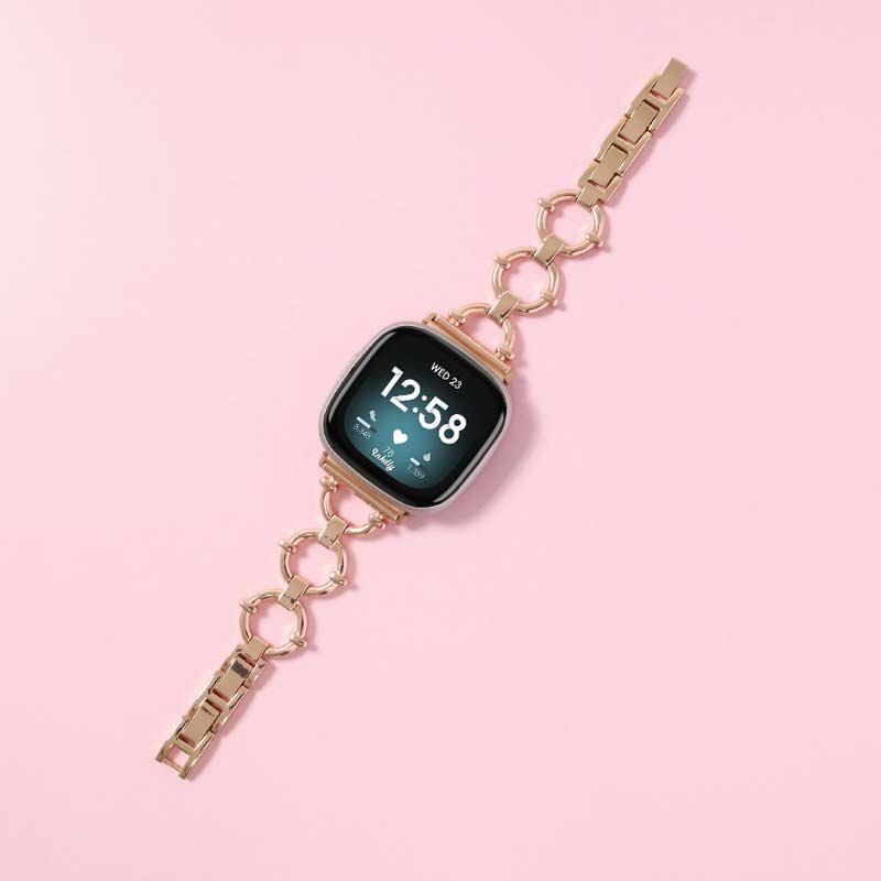 Harper Stainless Steel Fitbit Versa 3 & Sense Watch Band Rose Gold