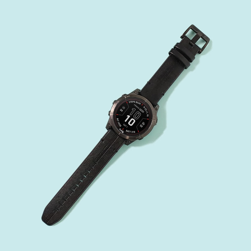 Leather Garmin Fenix 7X Bands Replacement Quick Change (26mm) Black