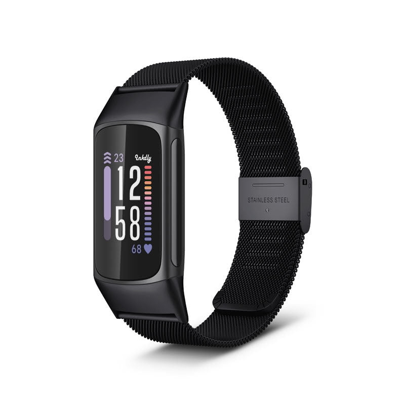 Milanese Fitbit Charge 6 Band Replacement Quick Release Black Night