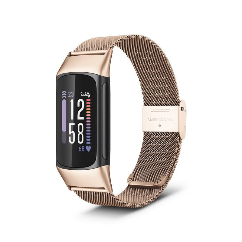 Milanese Fitbit Charge 6 Band Replacement Quick Release Traditional Rose Gold