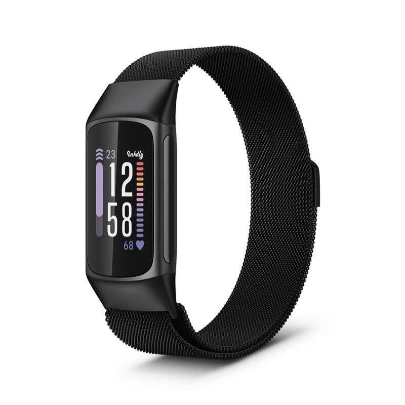 Milanese Fitbit Charge 6 Band Replacement Magnetic Lock Black Night