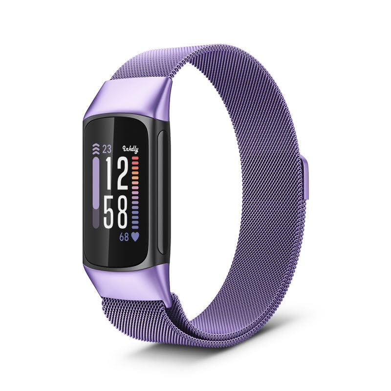 Milanese Fitbit Charge 6 Band Replacement Magnetic Lock Light Purple