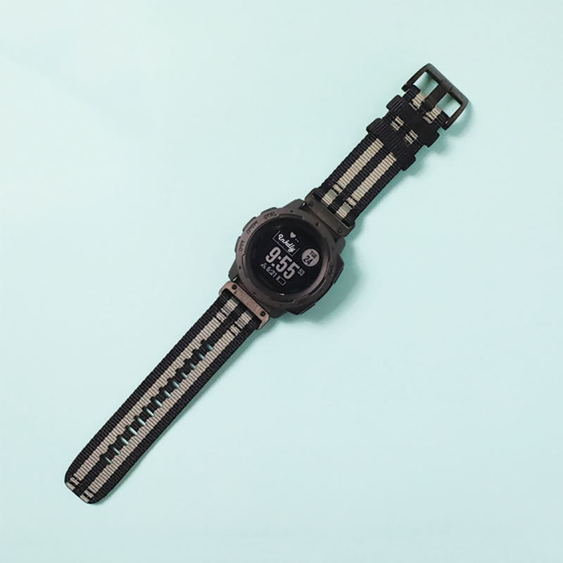 NATO Garmin Instinct Replacement Bands (22mm) Black + Grey Stripe