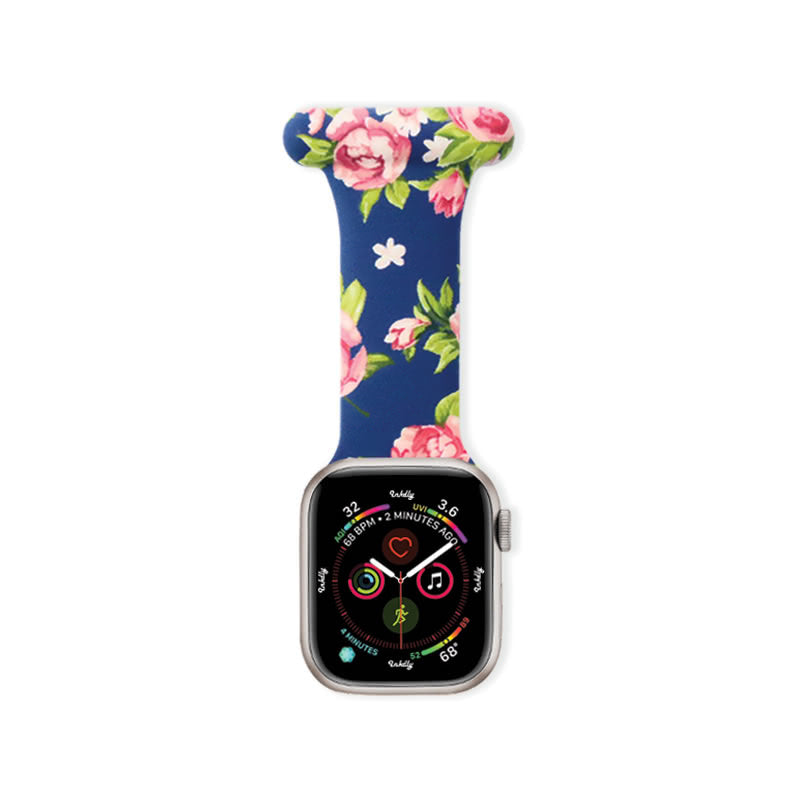 Apple Watch Nurse Fob Clip 38MM/40MM/41MM Blue Rose Print