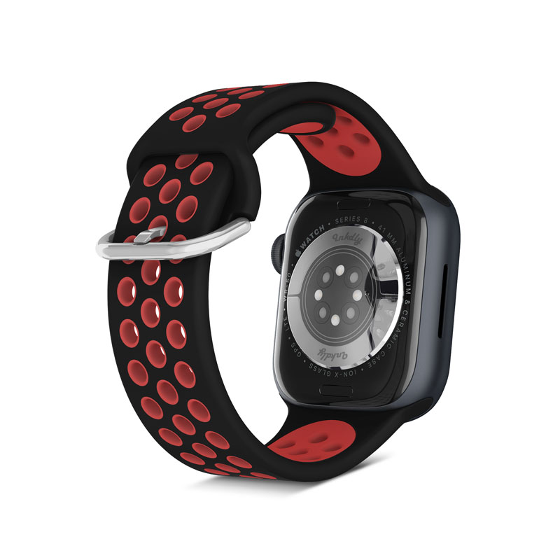 Airvent Apple Watch Band Replacement Straps with Buckle 38mm/40mm/41mm Black + Red Vents