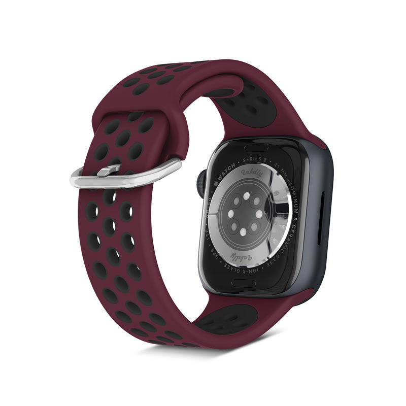 Airvent Apple Watch Band Replacement Straps with Buckle 38mm/40mm/41mm Wine Red + Black Vents