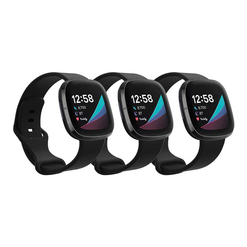 Fitbit Versa 4 & Sense 2 Bands Replacement Straps Small Black (3-Pack)