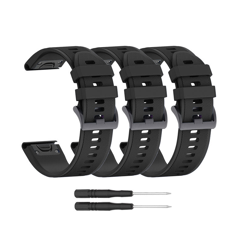 Garmin Band Replacement Straps with Quick Change (22mm) Black (3-Pack)