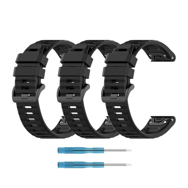 Tankd Garmin Epix Gen 2 Bands Replacement Quick Change 22mm For 47mm Watch Black (3-Pack)