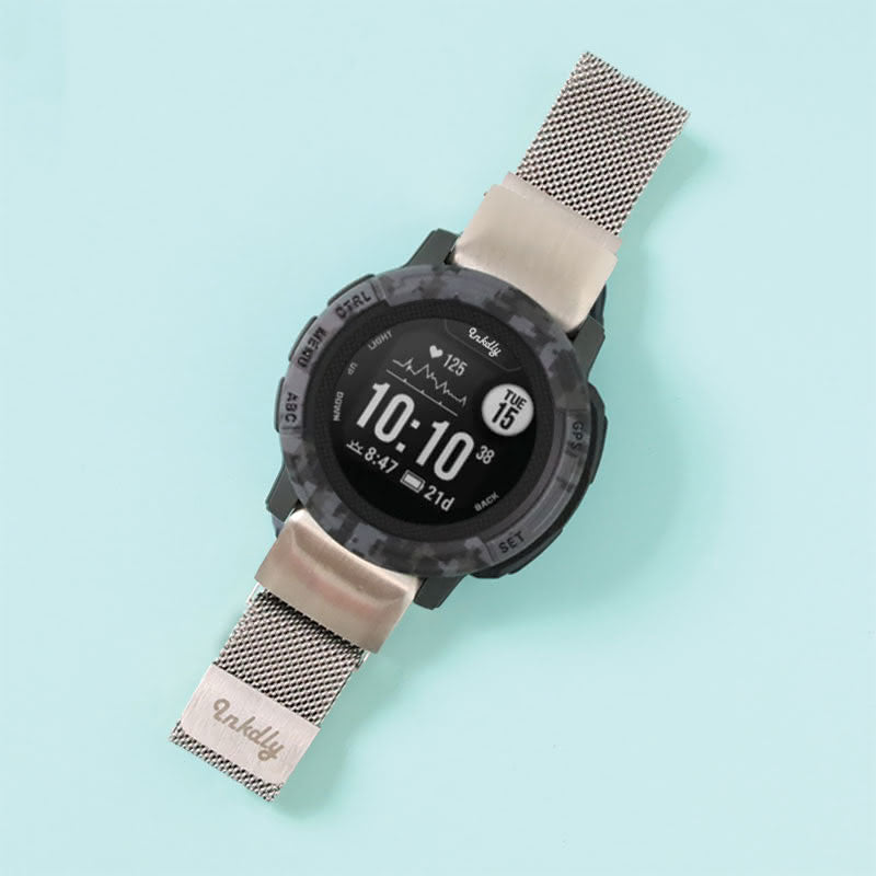 Milanese Garmin Instinct 2S Bands Magnetic Lock Quick Change (20mm) Silver Steel