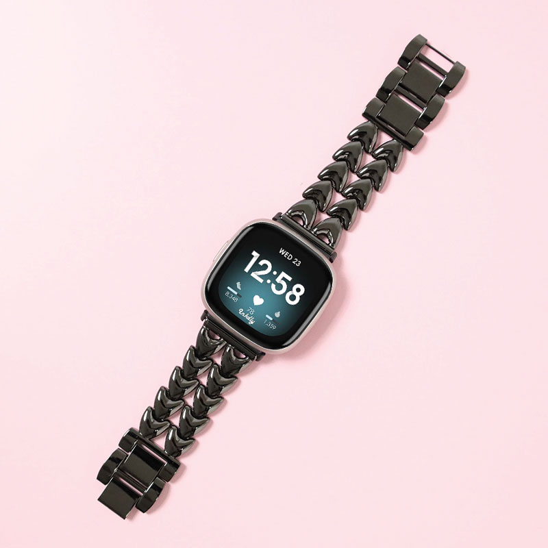 Juliet Stainless Steel Fitbit Versa 3 & Sense Watch Band Black