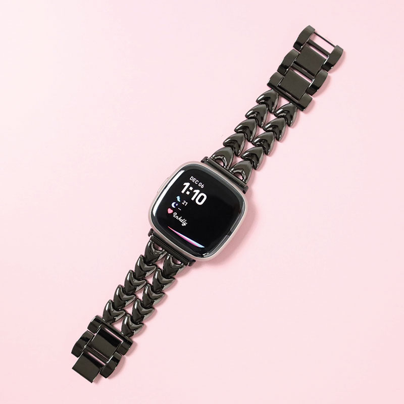 Juliet Stainless Steel Fitbit Versa 4 & Sense 2 Watch Band Black