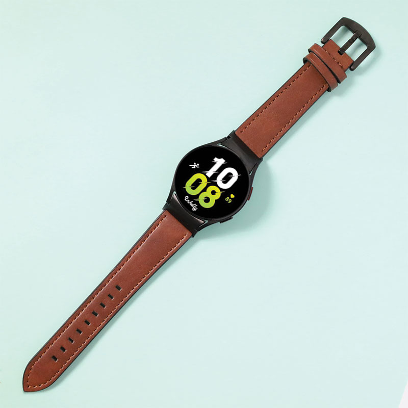 Leather Samsung Galaxy Watch 5 Bands Replacement Brown + Black Buckle