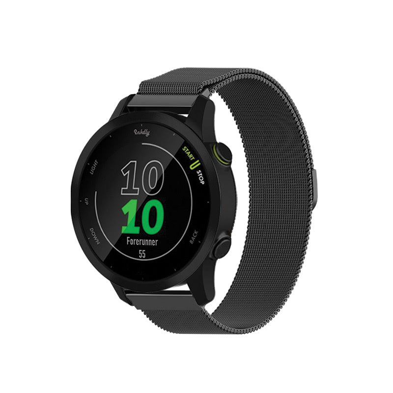 Milanese Garmin Forerunner 55 & 245 Band Replacement Magnetic Lock Black Night  