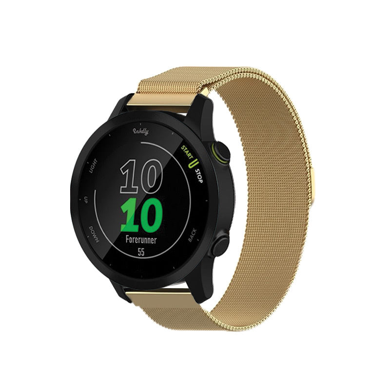 Milanese Garmin Forerunner 55 & 245 Band Replacement Magnetic Lock Gold Honour  