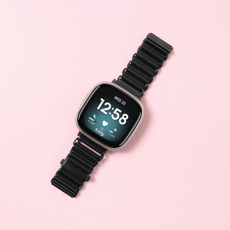 Phoebe Stainless Steel Fitbit Versa 3 & Sense Watch Band Black