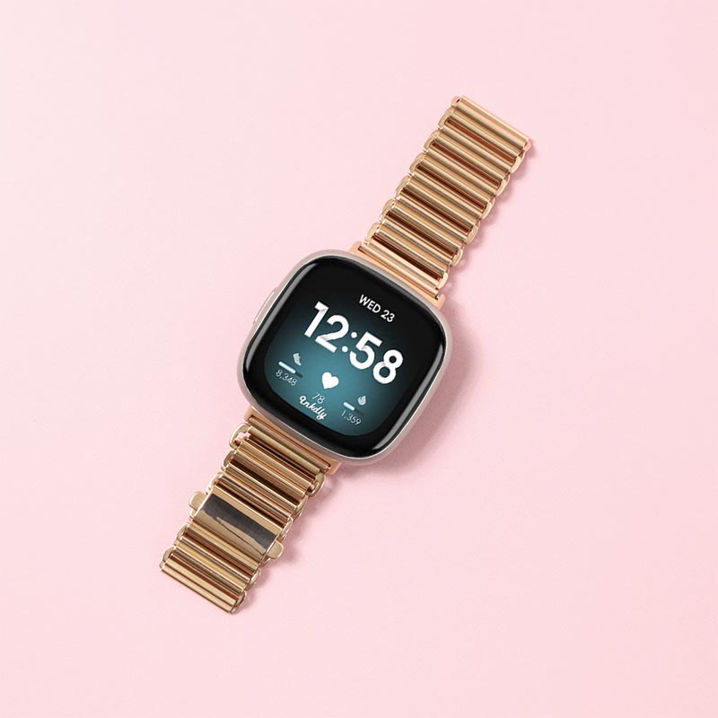 Phoebe Stainless Steel Fitbit Versa 3 & Sense Watch Band Rose Gold