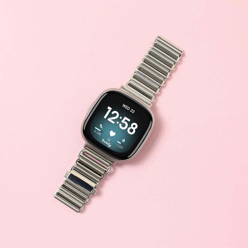Phoebe Stainless Steel Fitbit Versa 3 & Sense Watch Band Silver
