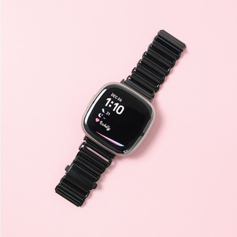 Phoebe Stainless Steel Fitbit Versa 4 & Sense 2 Watch Band Black
