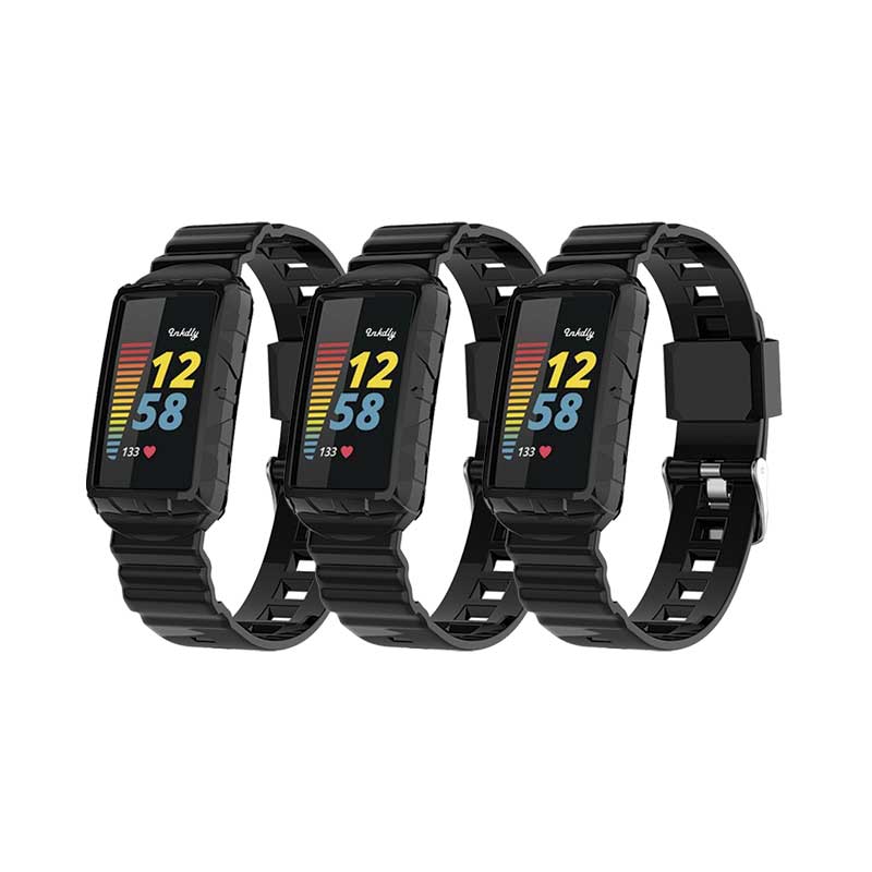 Retro Fitbit Charge 5 Bands Replacement Straps Black (3-Pack)