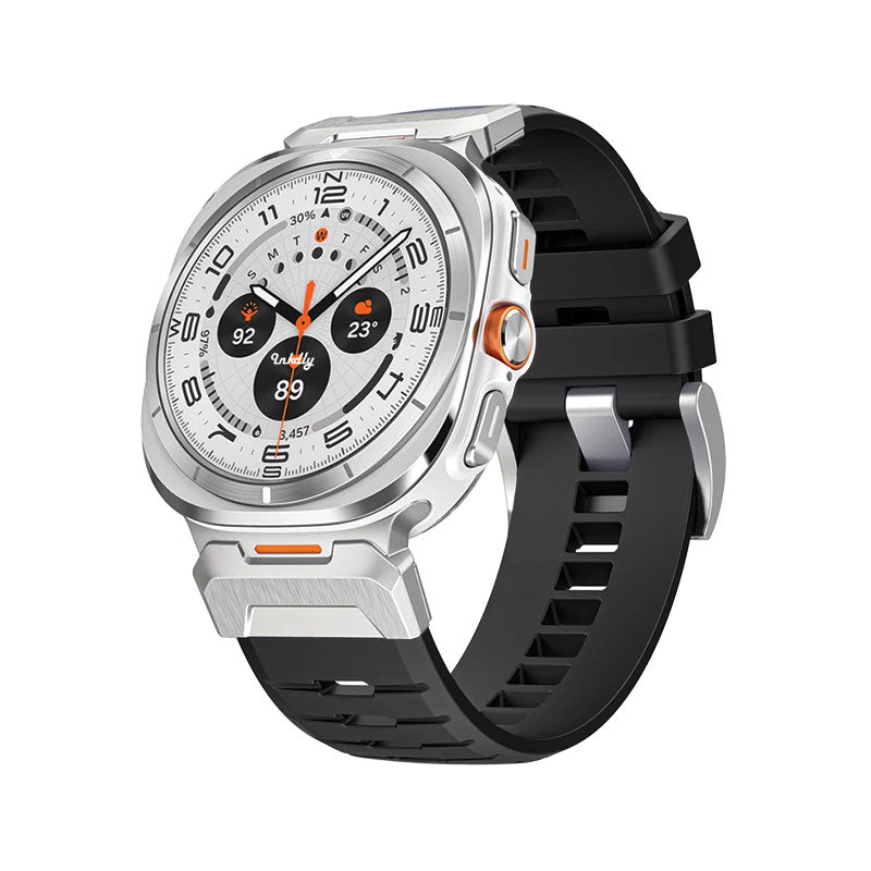 Fury Samsung Galaxy Watch Ultra Bands Replacement Straps Black + Silver Steel