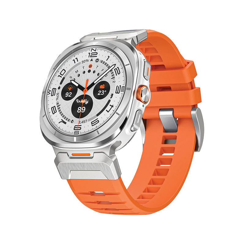 Fury Samsung Galaxy Watch Ultra Bands Replacement Straps Orange + Silver Steel
