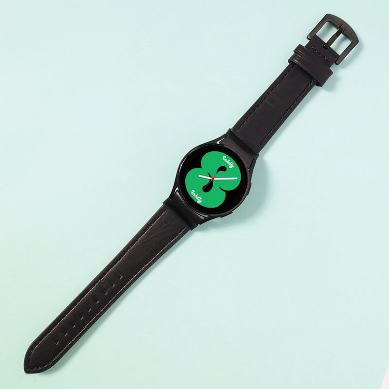Leather Samsung Galaxy Watch 4 Bands Replacement Black + Black Buckle