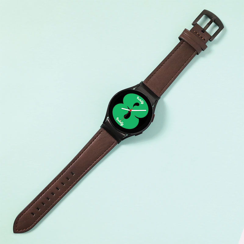 Leather Samsung Galaxy Watch 4 Bands Replacement Dark Brown + Black Buckle