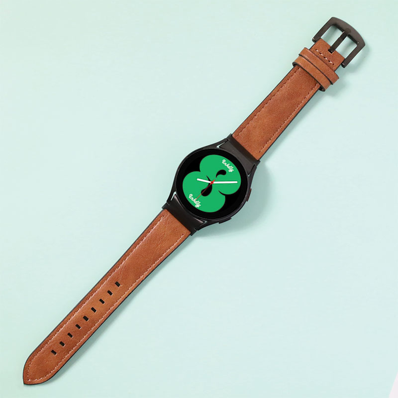 Leather Samsung Galaxy Watch 4 Bands Replacement Light Brown + Black Buckle