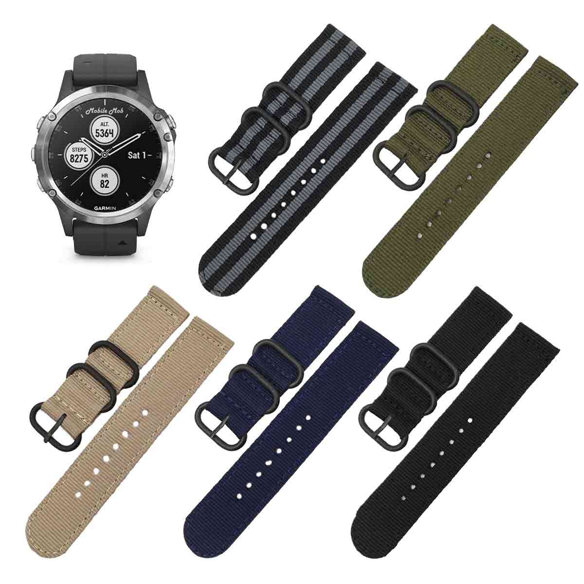 NATO Garmin Fenix 5S & 5S Plus Replacement Bands (20mm)