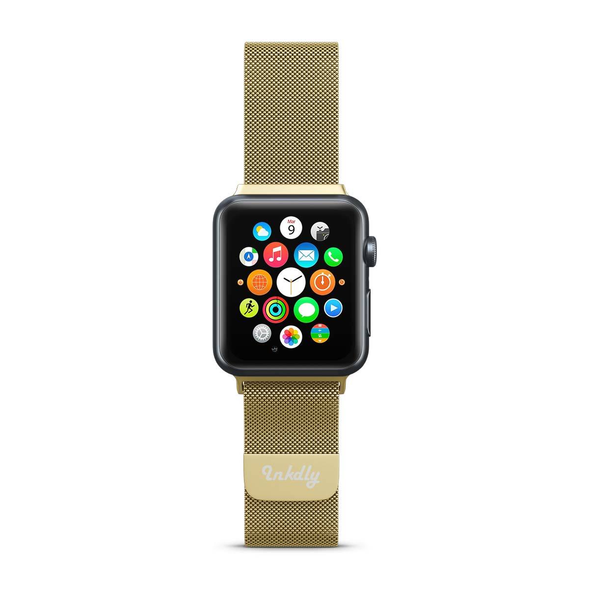 Stainless Milanese Apple Watch Band with Magnetic Lock 38MM/40MM/41MM Gold Mesh