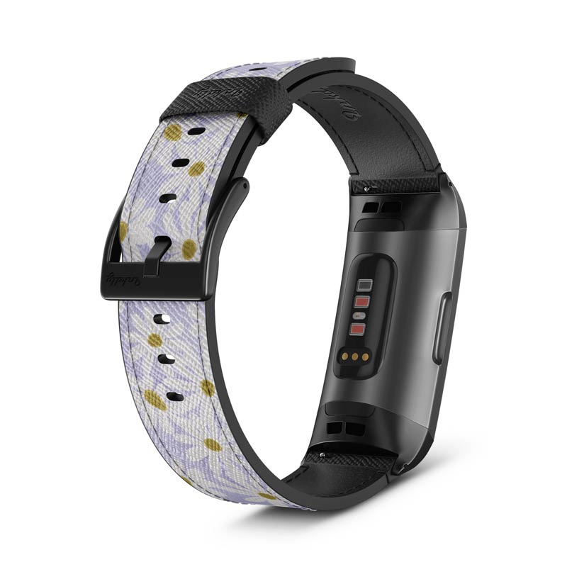 Inkdly Fitbit Charge 3 & Charge 4 Band - Daisy Fields Small Black