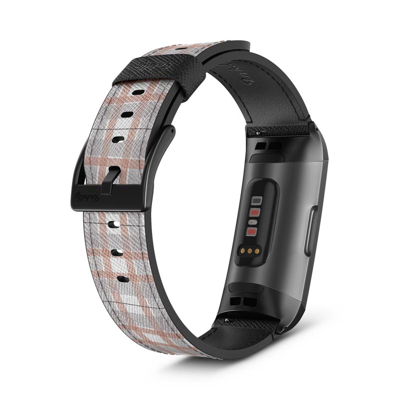Inkdly Fitbit Charge 3 & Charge 4 Band - Purple Plaids Small Black