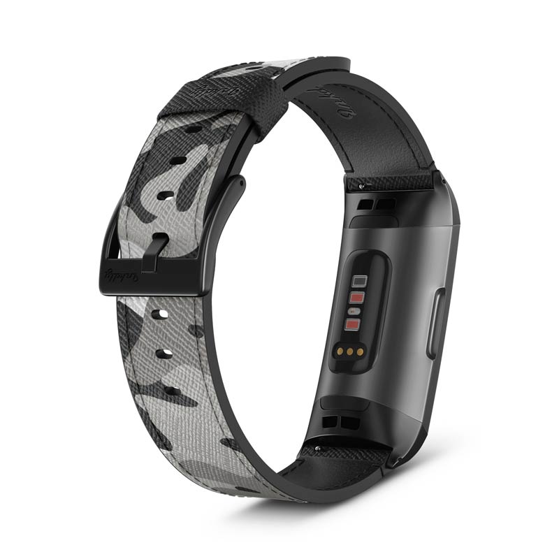 Inkdly Fitbit Charge 3 & Charge 4 Band - Solid Camouflage Small Black
