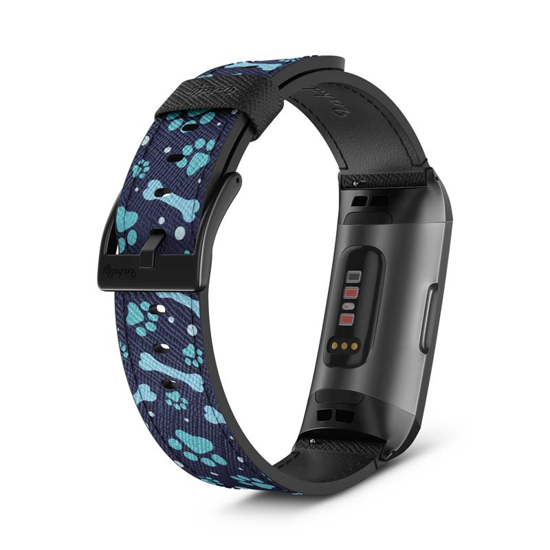 Inkdly Fitbit Charge 3 & Charge 4 Band - Doggo Blues Small Black
