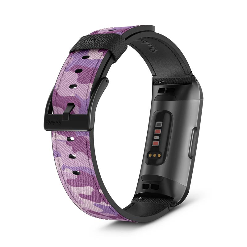 Inkdly Fitbit Charge 3 & Charge 4 Band - Blazing Camouflage Small Black
