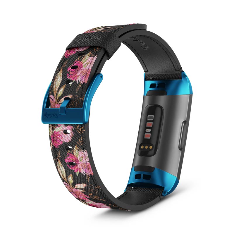 Inkdly Fitbit Charge 3 & Charge 4 Band - Gliterry Spring Small Blue