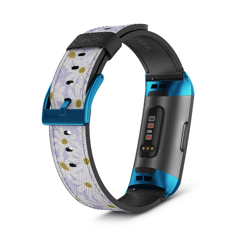 Inkdly Fitbit Charge 3 & Charge 4 Band - Daisy Fields Small Blue